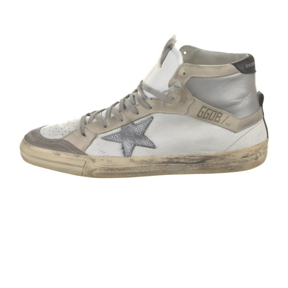 Golden Goose Women’s High-Top White, Gray & Beige Superstar Sneaker